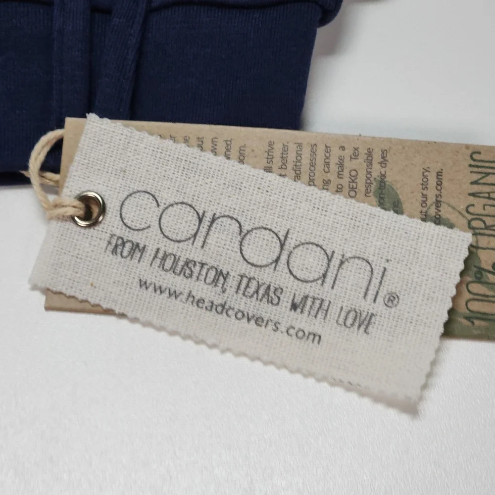 Cardani Corset Slouchy Cap Women One Size Navy Grey NWT Organic Cotton Beanie